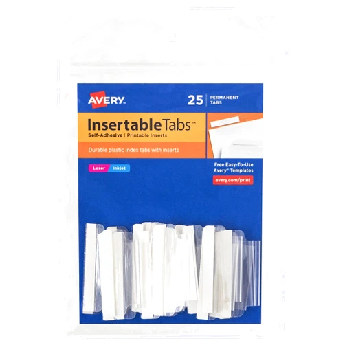 Avery Insertable Self-Adhesive Tabs with Printable Inserts, 2