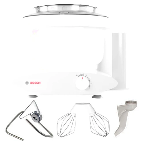 Nutrimill Bosch Universal Plus Stand Mixer 500 Watt, 6.5 Quarts with Wire Whips, Dough Hook & NutriMill Dough Hook Extender Bundle
