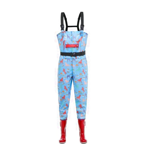 CCOMPO Fly Fishing Waders for Women with Boots and Pattern, High Chest Wader for Duck Hunting Fly Fishing (Color : Blue, Size : 38)