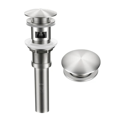 KRAUS Pop-Up Drain for Bathroom Sink with Overflow in Spot-Free Stainless Steel, PU-11SFS