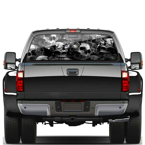 Oasisdream Personalise Skull Rear Window Decals for Trucks Suvs Universal Size 58