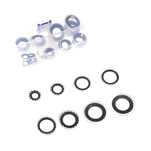 Crynod Pack-30 Car Air Conditioning Compressor Seal Ring, 8 Sizes of High Temperature Resistant Repair Gasket Set, Multi-Function Cooling Pump Washers with Storage Box, Universal for Cars (Black)