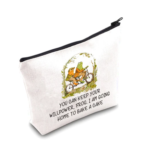 BLUPARK Frog And Toad Riding Inspired Makeup Bag Funny Frog And Toad Gift Best Friends Gift Storybook Gift (Frog Toad Bike)