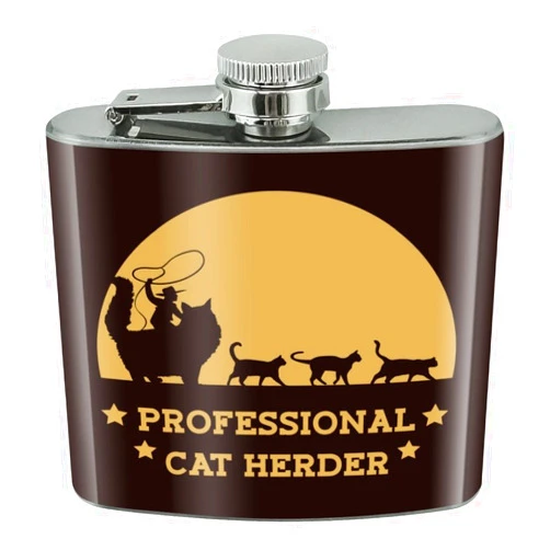 GRAPHICS & MORE Professional Cat Herder Funny Stainless Steel 5oz Hip Drink Kidney Flask