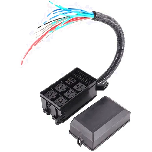 DEIHGE Fuse 12-Slot Fuse Relay Box Kit 6 Relays Box K 6 ATC/ATO Fuses Holder Block for Automotive and Boat Car Marine Engine Bay