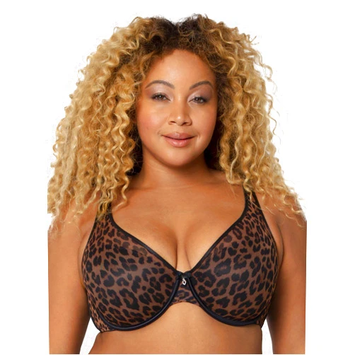 Curvy Couture Women's Sexy Sheer Mesh Plus Size Plunge T Shirt Bra