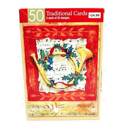 WBDeals Traditional Christmas Cards 50 Christmas Boxed Cards Assortment