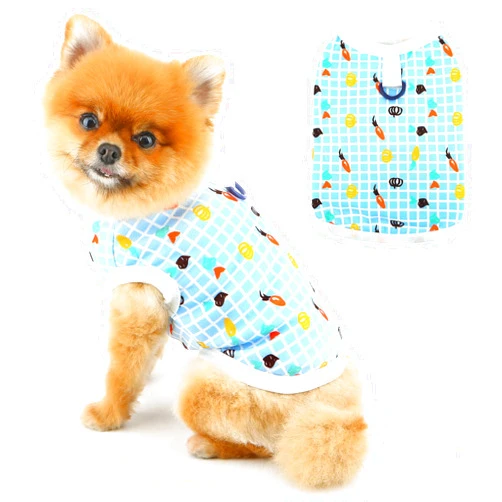 PAIDEFUL Cute Dog Tee Shirts Summer Pet T Shirt Lightweight Dog Tank Top Vest Sleeveless Breathable Cool Clothes Cute Style Pattern Dog Shirt Plaid Doggie Cat Clothing D-Ring,Blue,S