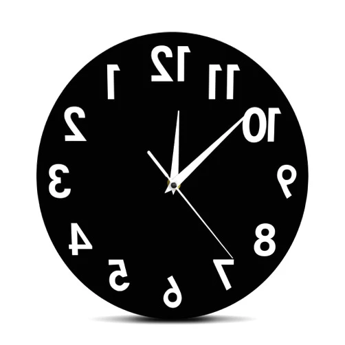 The Geeky Days Reverse Wall Clock 12 inch Unusual Numbers Backwards Modern Decorative Clock Watch Excellent Timepiece for Your Wall