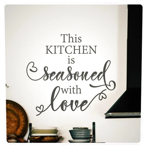 My Vinyl Story - Kitchen - Decor Kitchen Wall Decals Quote for Family Dining Room Home Decoration Art Words and Saying Sticker Sign Family Decor Removable Vinyl Lettering Gift (Seasoned with Love)