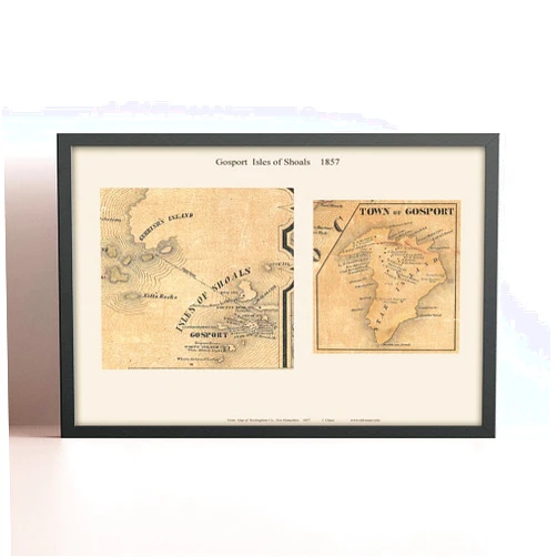 MG Global Historical Poster of Old Gosport Isles of Shoals 1857 New Hampshire Star Island Rockingham County NH | 11x17 12x18 16x24 24x36 Unframed Print Wall Art Gift | Vintage Antique Decor