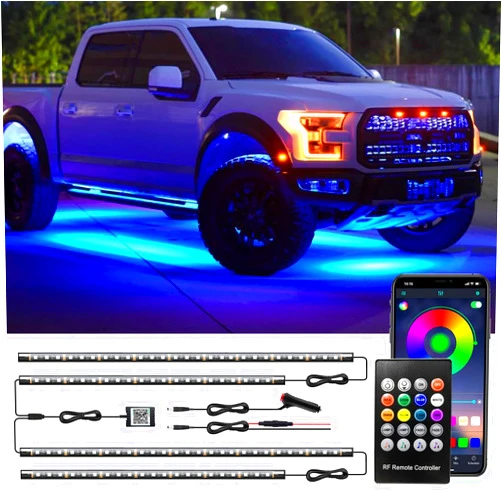 Yielinth Underglow Kit for Car, Car Led Underglow Lights with App and Remote Control, 16 Million RGB Colors, 29 Preset Modes, Music & DIY Mode, Under Car Led Lights Exterior for SUVs, Trucks, DV 12V