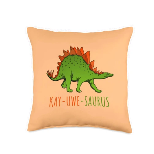 Individuelles Kinder Vornamen Geburtstag Geschenk Kay-Uwe Name Boy Dinosaur Stegosaur Personalised Throw Pillow, 16x16, Multicolor