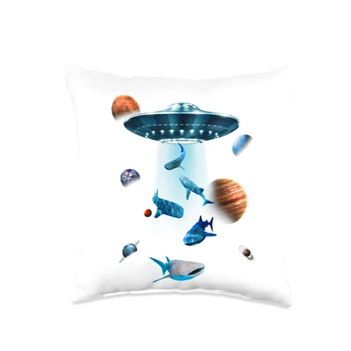 Rhincodon typus Whale shark UFO Clothing Co. Galaxy Fish shark Space UFO Alien Stars Animal Whale shark Throw Pillow