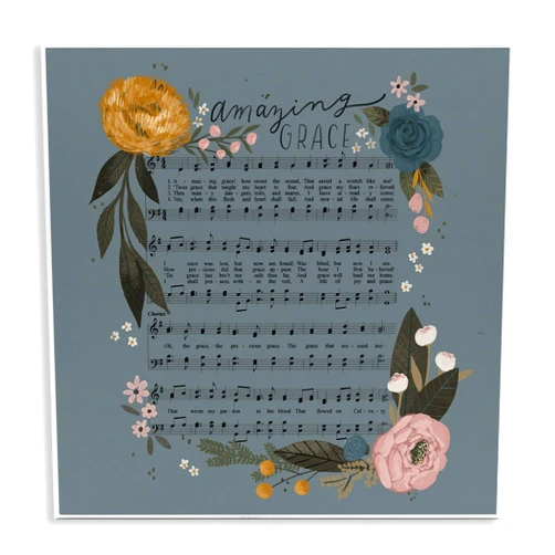 Stupell Industries Amazing Grace Floral Hymn Wall Plaque Art Design by Loni Harris, 12 x 12