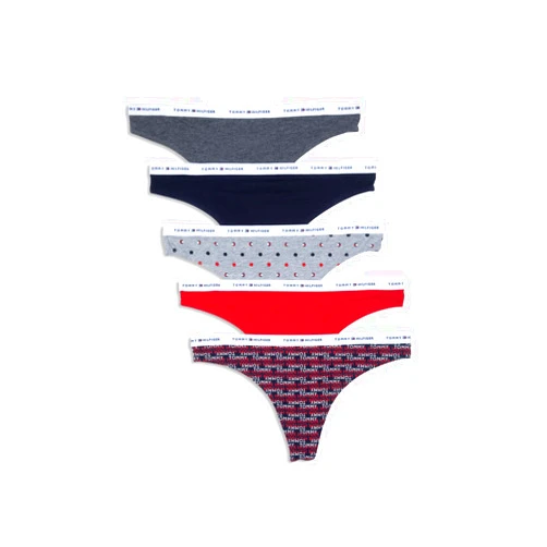 Tommy Hilfiger Women's Classic Cotton Logoband Thong, Multipack, Assorted1, Small