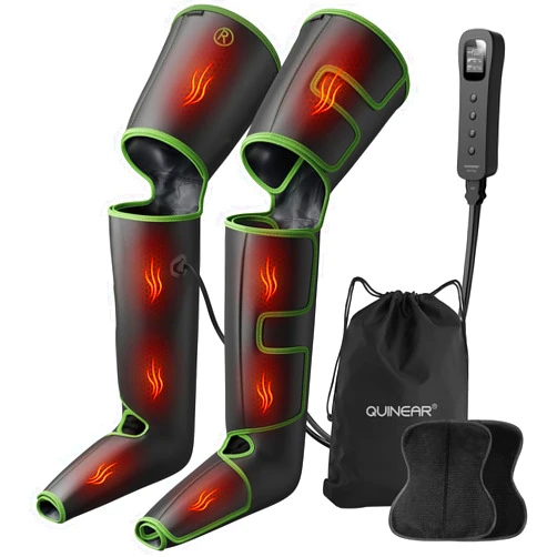 QUINEAR Leg Massager for Circulation and Pain Relief, Foot and Leg Compression Massager with Heat 2 Extender 3Heat 3Mode 3Intensity Calf Massager for Cramps Edema Swelling, FSA HSA Eligible