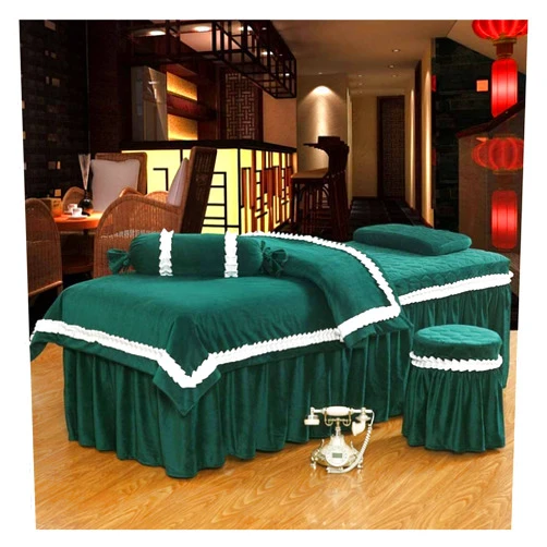M1872MKHAAQWSFS 4-Piece Comfortable Massage Table Sheet Set - Soft Cotton Beauty Bed Cover Four-Piece Simple Salon Spa Bedspread with Face Rest Hole 190x70cm(75x28inch)