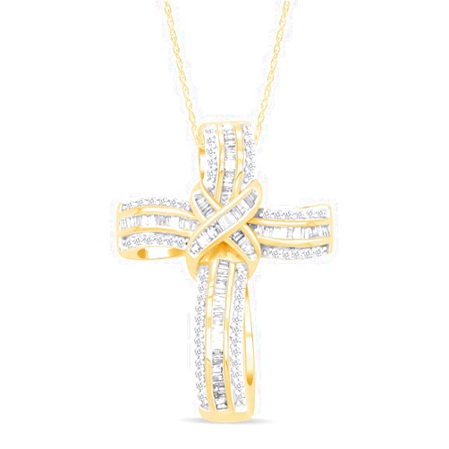 AFFY Infinity Cross Diamond Pendant Necklace for Women & Men, 1.00 Cttw Natural or Lab-Grown Diamond in 14K Gold Over 925 Sterling Silver, Religious Christian Jewelry Gift with 18