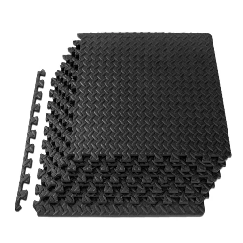 ProsourceFit Puzzle Exercise Mat ½ in, EVA Interlocking Foam Floor Tiles for Home Gym, Mat for Home Workout Equipment, Floor Padding for Kids, Black, 24 in x 24 in x ½ in, 24 Sq Ft - 6 Tiles
