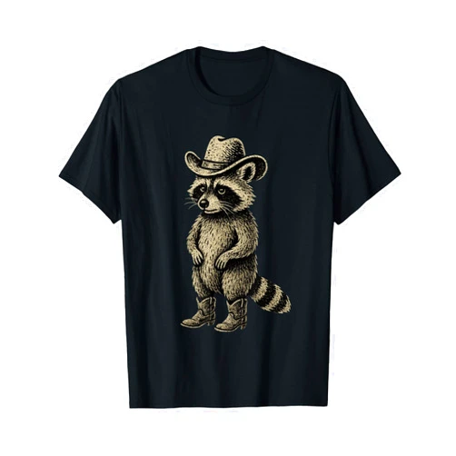 Vintage Raccoon Western Cowboy Cowgirl Tees Vintage Raccoon Cowboy Cowgirl Raccoon T-Shirt