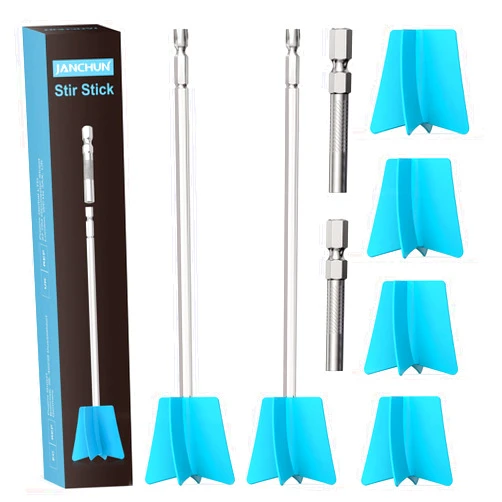 JANCHUN 6 Reusable Long Resin Mixer Paddles Fit for All Drill, Epoxy Mixer Attachment for Powerful Mixing, Multipurpose Paint Mixer Paint Stirrers for Resin, Silicone Mixing, Paint