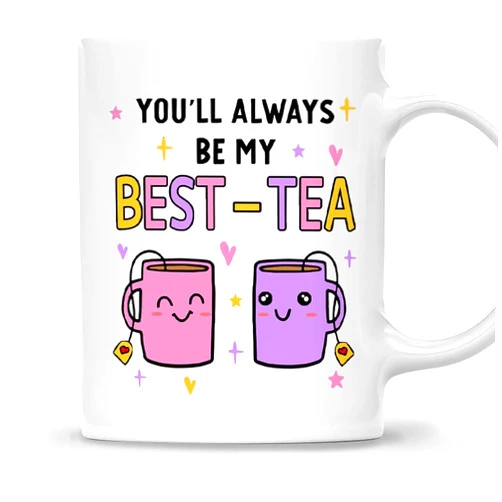 Gossby Friend Coffee Mug - BEST-TEA - Best Friend Gift for Women - Christmas Friendship Birthday Gift - Besties BFF - 11oz White Ceramic Cup