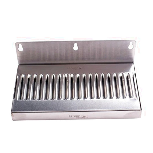 KegWorks 10 In Draft Beer Wall Mount Drip Tray - Stainless Steel - No Drain