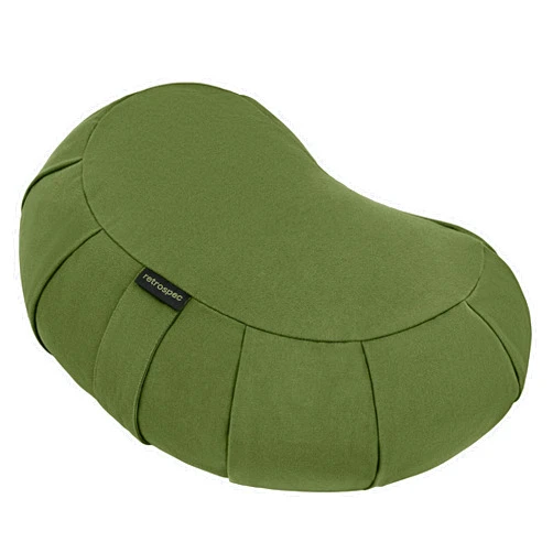 Retrospec Sedona Zafu Meditation Cushion Filled w/Buckwheat Hulls - Yoga Pillow for Meditation Practices - Machine Washable 100% Cotton Cover & Durable Carry Handle; Crescent, Basil