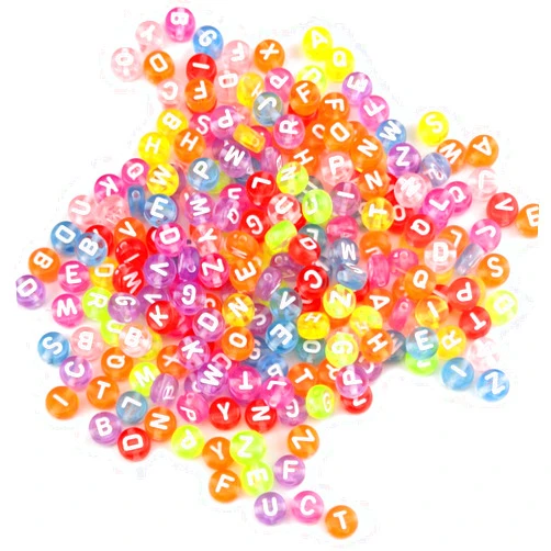 Mayared 600 Pieces 6mm DIY Clear Colorful Acrylic Alphabet Letter Column Shape Beads for Jewelry Making, Bracelets, Necklaces, Key Chains