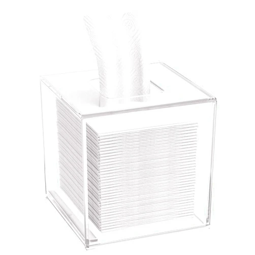HIIMIEI Acrylic Tissue Box Cover 5.4x5.4x5.4'' Clear Tissue Holder Napkin Dispenser for Home Office Restaurant-Clear