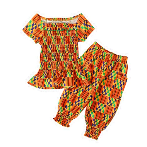 RTJTGXF Toddler Kids Baby Girls Outfits African Dashiki T-Shirt Tops Bloomers Pants Bohemian Style Children's Clothing