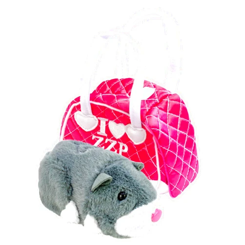 ZhuZhu City Hamster & Quilted Carrying Case – NumNums The Grey & White Interactive Hamster with 40+ Sounds & Endless Behaviors – Take Your ZhuZhu Adventures Anywhere!