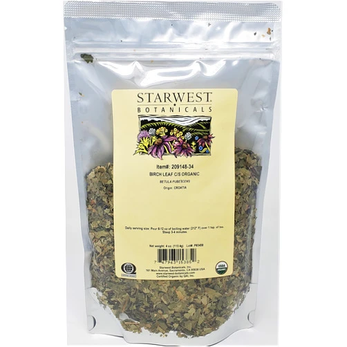 Starwest Botanicals Organic Birch Leaf Cut & Sifted, 4 Ounces