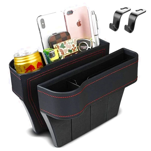Fincy Palmoo Premium Car Seat Gap Organizer, Multifunctional Storage Box, Black, 2 Pack
