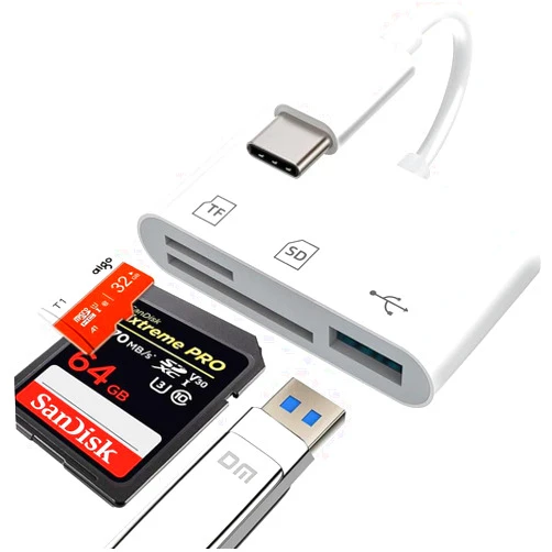 SKLNXAZ USB C SD Card Reader 3 in 1 Type C USB Camera Card Reader Adapter with SD Micro SD USB 3 Ports for iPhone 15/iPad/Mac/Laptop, USB-C/Type C Memory Card Adapter for iMac, iPad Pro Air Mini, MacBook Pro