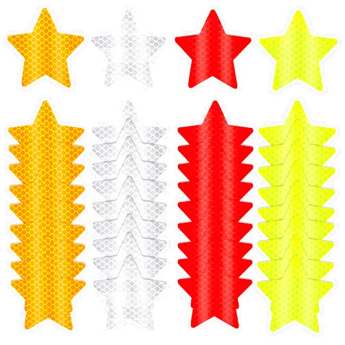 Ymapinc 40Pcs Star Shape Reflective Stickers, Warning Safety Reflector Stickers for Kids, Waterproof Safety Helmet Stickers for Vehicles, Bicycles, Motorcyclesc and Construction Workers