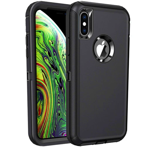 Regsun for iPhone Xs Max Case,Shockproof 3-Layer Full Body Protection [Without Screen Protector] Rugged Heavy Duty High Impact Hard Cover Case for iPhone Xs Max 6.5-inch,Black