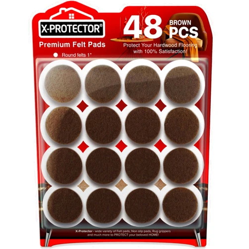 X-Protector Felt Furniture Pads X-PROTECTOR - 48 Premium Floor Protector Chair Felts for Feet Wood Floors Best Hardwood Protect Your Hard Floors! (Brown)