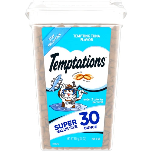 TEMPTATIONS Classic Crunchy and Soft Cat Treats, Tempting Tuna Flavor, 30 oz. Tub