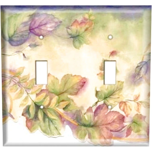 SnazzySwitch Colorful Leaves Decorative Light Switch Cover - Double Toggle Wall Plate