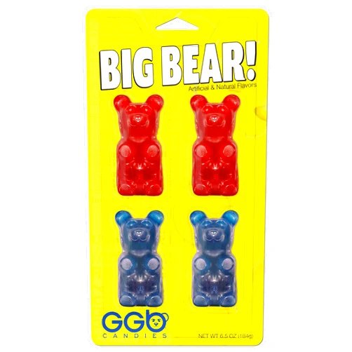GGB Candies Big Bear!™ - 4-Pack of Gummy Bears from GGB Candies (Cherry/Blue Raspberry)