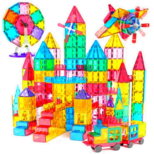 Jasonwell 100pcs Magnetic Tiles Building Blocks Set for Boys Girls Preschool Educational Magna Construction Kit Magnet Stacking STEM Toys Birthday Gifts for Kids Toddlers 3 4 5 6 7 8 9 10 + Year Old
