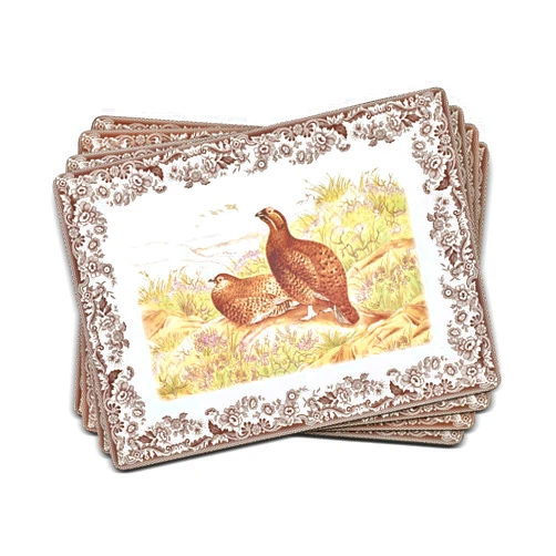 Pimpernel Spode Woodland Collection Placemats | Set of 4 | Heat Resistant Mats | Cork-Backed Board | Hard Placemat Set for Dining Table | Measures 15.7” x 11.7”