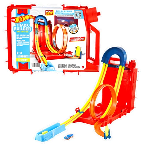 Hot Wheels Toy Car Set, Track Builder Unlimited Playset Fuel Can Stunt Box, 14 Component Parts & 1:64 Scale Vehicle