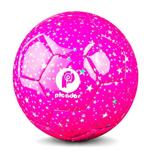 PP PICADOR Soccer Ball Size 4, Glitter Shiny Stars Soccer Balls for Kids Girls Boys Child 5-7 8-12 Gift Outdoors Sports Training Ball Recreation Playing Ball (Hot Pink)