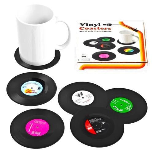 Anpuimult 6 PCS Funny Retro Vinyl Record Coasters Music Gifts,Bars,Birthdays, Parties for Music Lovers Colorful Coaste,Home Decor Housewarming and Wedding Decorations Gifts Ideas
