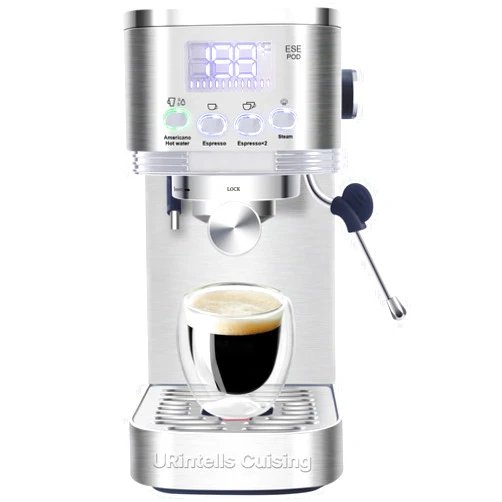 URintells Cuising Espresso Machine, 20 Bar LED Display Espresso Maker with Steam Milk Frother for Americano Cappuccino Latte, Espresso Coffee Machines with ESE Pod Filter, Gift for Dad Mom