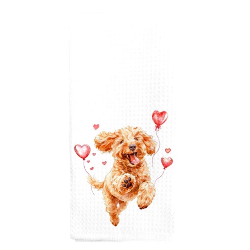 Nvucamd Valentines Goldendoodle Dog Gifts Kitchen Towels, Funny Goldendoodle Dogs Hand Towels for Bathroom, Cute Valentine Golden Doodle Dog Gifts Dish Tea Towel for Kitchen, 16x24 Inch