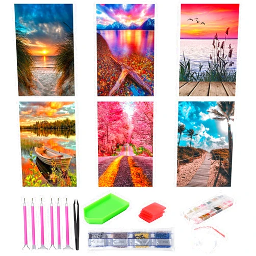 abcGoodefg Diamond Art Paintings Kit 6 Paks, DIY 5D Diamond Art Kits for Adults Landscape Set Round Full Drill Paint by Diamonds, 12x16 inch